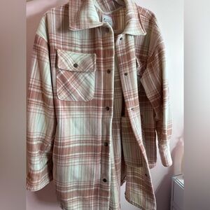 Plaid Women's Jacket in Pink and Cream